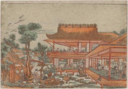 Utagawa Toyoharu: The garden of a restaurant - Museum of Fine Arts