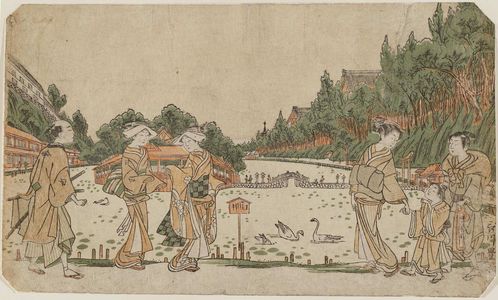 Utagawa Toyoharu: Visitors to the Benten Shrine at Shinobazu - Museum of Fine Arts