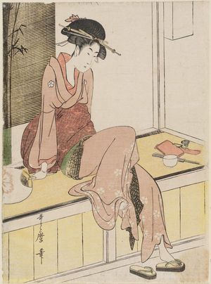 Kitagawa Utamaro: Woman Sitting on Edge of Veranda - Museum of Fine Arts