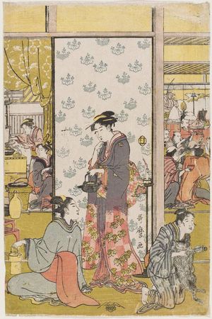 Japanese Print "Celebration in Honor of Ebisu" by Kitagawa Utamaro, 喜多川歌麿 (Kitagawa Utamaro I)