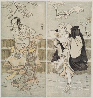 勝川春好: Actors Onoe Matsusuke (R) and Ichikawa Yaozô (L) - ボストン美術館