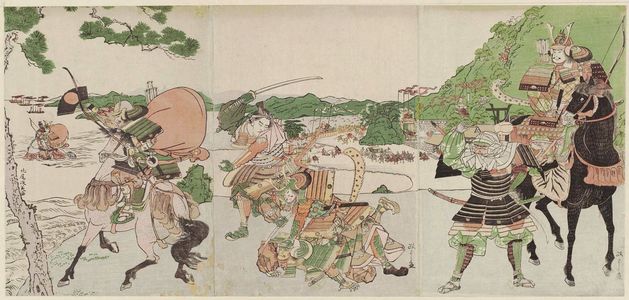 北尾政美: The Battle of Ichinotani - ボストン美術館