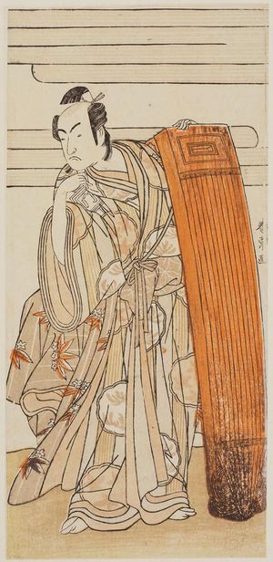 Katsukawa Shunjô: Actor leaning on tall board - Museum of Fine Arts