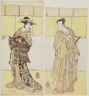 Katsukawa Shunko: Actors Segawa Kikunojô as Iwakoshi (?) (R) and Onoe Matsusuke as Shiratsuka Juemon (L) - Museum of Fine Arts