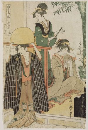 日本版画 "Act IX (Kudanme), from the series The Chûshingura Drama Parodied by Famous Beauties: A Set of Twelve Prints (Kômei bijin mitate Chûshingura jûnimai tsuzuki)" 由 Kitagawa Utamaro, 喜多川歌麿 (Kitagawa Utamaro I) 创作