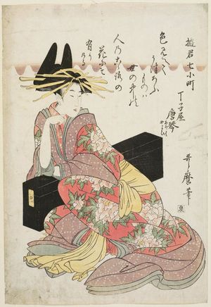 Kitagawa Utamaro: Karakoto of the Chôjiya, kamuro Ageha and Yayoi, from the series Courtesans as the Seven Komachi (Yûkun Nana Komachi) - Museum of Fine Arts