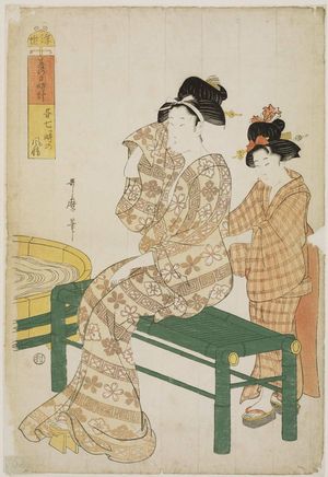 Kitagawa Utamaro: Elegance at Four in the Afternoon (Hiru nanatsu no toki no fûzei), from the series The Sundial of Summer in the Floating World (Ukiyo natsu no hidokei) - Museum of Fine Arts