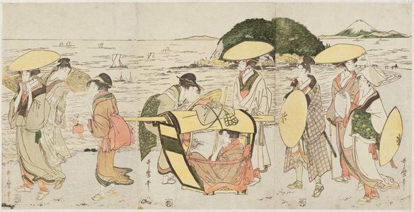 喜多川歌麿: Travelers at Enoshima - ボストン美術館