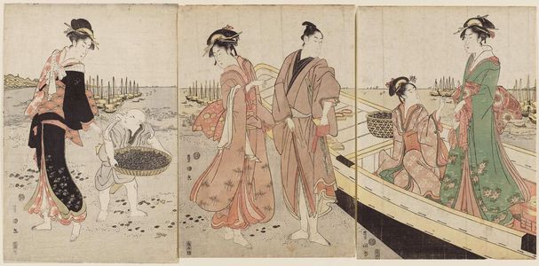Utagawa Toyokuni I: Woman and Boy Collecting Clams - Museum of Fine Arts