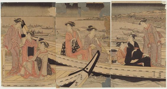 Utagawa Toyokuni I: Watching Fireworks from Boats - Museum of Fine Arts