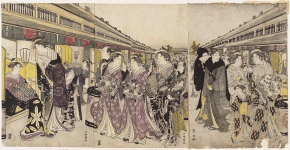 Izumiya Ichibei: Courtesans Promenading on the Nakanochô - Museum of Fine Arts