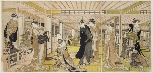 歌川豊国: The Parlor of a Brothel - ボストン美術館