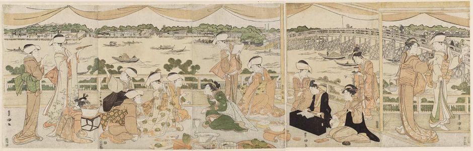 Utagawa Toyokuni I, 歌川豊国 (Utagawa Toyokuni I)による浮世絵「Women's Party with Gidayû Ballad Recital」