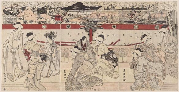 Utagawa Toyokuni I: Women Playing a Dart-blowing Game - Museum of Fine Arts