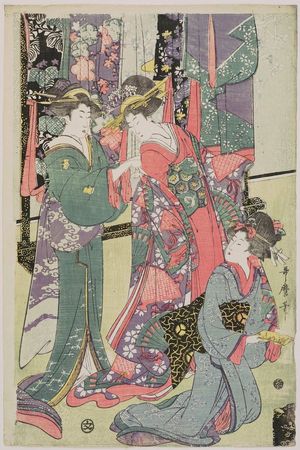 日本版画 "Wedding Scene: Changing Clothes" 由 Kitagawa Utamaro, 喜多川歌麿 (Kitagawa Utamaro I) 创作