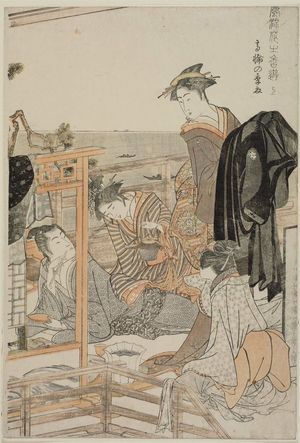 喜多川歌麿: Late Summer at Takanawa, Right (Takanawa no kika, jô), from the series Elegant Pleasures: The Scent of Flowers (Fûryû hana no ka asobi) - ボストン美術館