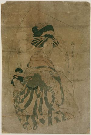 喜多川歌麿: Kisegawa of the Matsubaya, from an untitled series of courtesans on fans - ボストン美術館