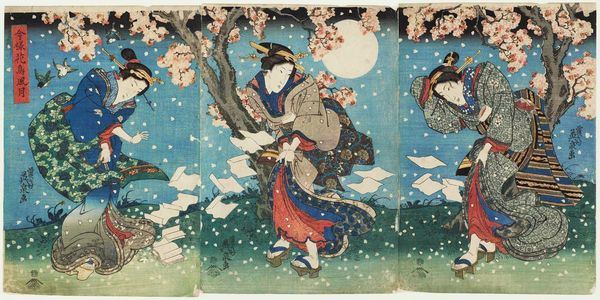 渓斉英泉: Birds and Flowers, Wind and Moon, in the Modern Style (Imayô kachô fûgetsu) - ボストン美術館