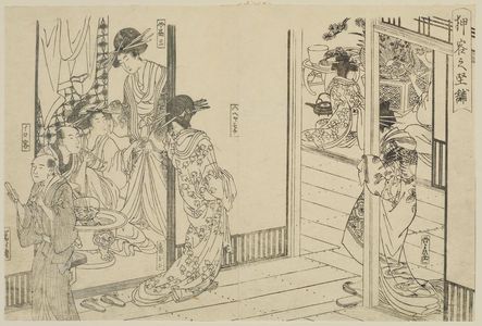 Japanese Print "Party for the Intimate Customer (Irokyaku no zashiki), from the book Seirô ehon nenjû gyôji (Picturebook of Annual Events in the Yoshiwara)" by Kitagawa Utamaro, 喜多川歌麿 (Kitagawa Utamaro I)