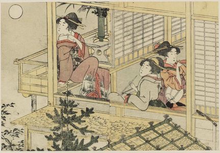 Kitagawa Utamaro: Moon-viewing Party, from Vol. 2 of the book Ehon shiki no hana (Flowers of the Four Seasons) - Museum of Fine Arts