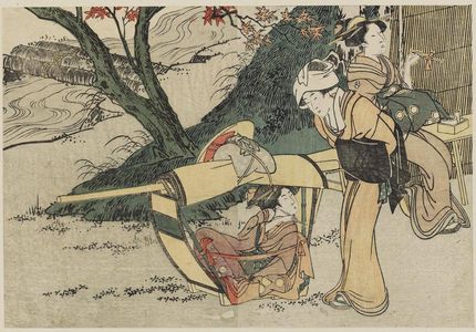 喜多川歌麿: Outing to View Maples in Autumn, from Vol. 2 of the book Ehon shiki no hana (Flowers of the Four Seasons) - ボストン美術館