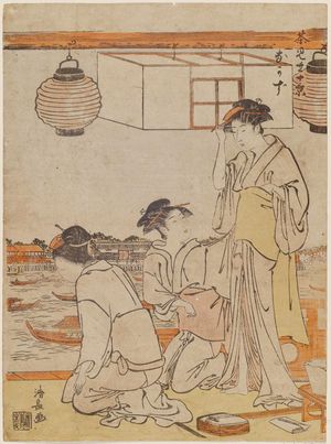 Torii Kiyonaga: Nakazu [=Nakasu], from the series Ten Views of Teahouses (Chamise jikkei) - Museum of Fine Arts