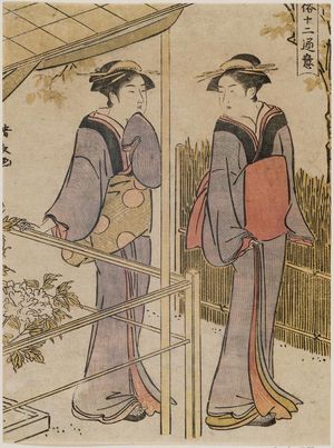 鳥居清長: Viewing Peonies, from the series Twelve Scenes of Popular Customs (Fûzoku jûni tsui) - ボストン美術館