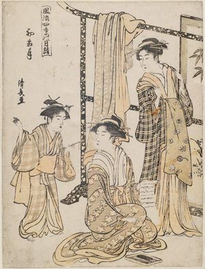 Torii Kiyonaga: The Tenth Month (Hatsushimozuki), from the series Fashionable Monthly Pilgrimages in the Four Seasons (Fûryû shiki no tsuki môde) - Museum of Fine Arts