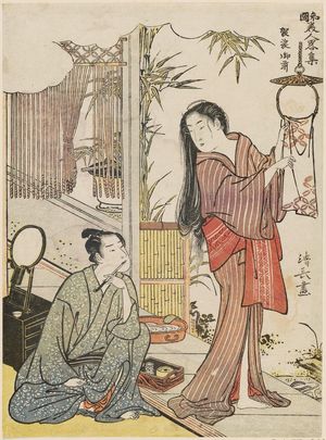 鳥居清長: Kesa Gozen, from the series Modern Versions of Japanese Beauties (Wakoku bijn ryakushû) - ボストン美術館