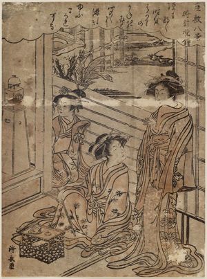 Torii Kiyonaga: Evening Bell of the Clock (Tokei no banshô), from the series Eight Views of the Parlor (Zashiki hakkei) - Museum of Fine Arts