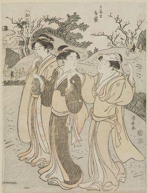 Torii Kiyonaga: The Shrine of Hotei at Nippori (Nippori Hotei), from the series Visits to the Shrines of the Seven Lucky Gods in Edo (Edo Shichi Fukujin mairi) - Museum of Fine Arts