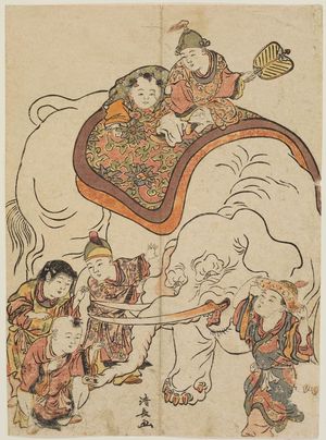 Torii Kiyonaga: Chinese Boys with an Elephant, from an untitled series of Chinese Children (Karako) - Museum of Fine Arts