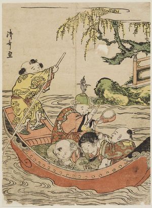 鳥居清長: Chinese Boys in a Boat, from an untitled series of Chinese Children (Karako) - ボストン美術館