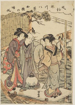 Torii Kiyonaga: Returning Sails at Dobashi (Dobashi no kihan), from the series Eight Views of the Customs of Fukagawa (Fûzoku Fukagawa hakkei) - Museum of Fine Arts