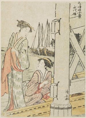 Torii Kiyonaga: Eitai Bridge in Edo (Eitai-bashi), from the series Ten Scenes of Cooling Off in the Three Cities (San-ga-tsu suzumi jikkei) - Museum of Fine Arts