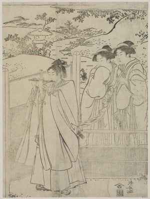 Torii Kiyonaga: A Modern Version of the Story of Ushiwakamaru Serenading Jôruri-hime - Museum of Fine Arts