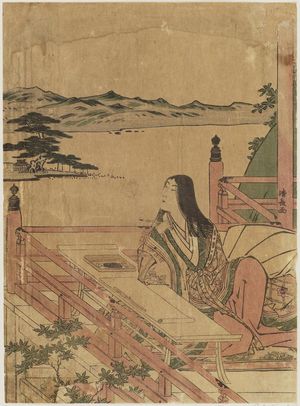 鳥居清長: Murasaki Shikibu at Ishiyama-dera Temple, from an untitled series of classical beauties - ボストン美術館