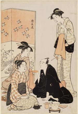 Torii Kiyonaga: Actor Sawamura Sôjûrô III and Courtesans - Museum of Fine Arts