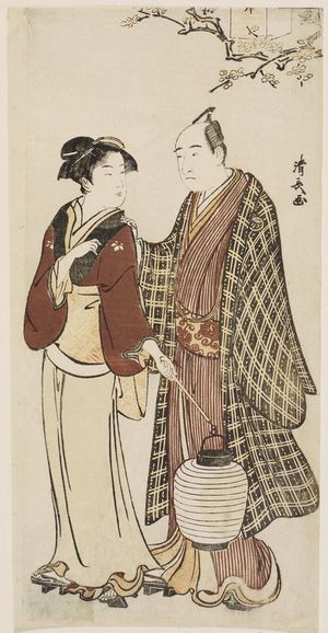 Torii Kiyonaga: Actor Sawamura Sôjûrô III and a Teahouse Waitress - Museum of Fine Arts