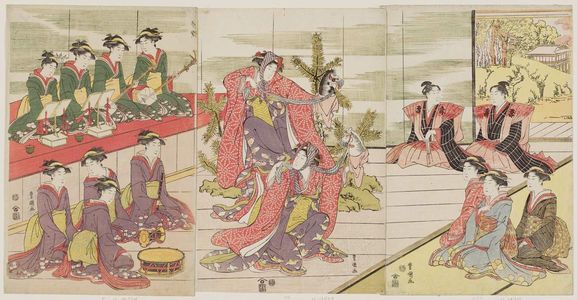 歌川豊国: Private Performance of Women's Kabuki - ボストン美術館