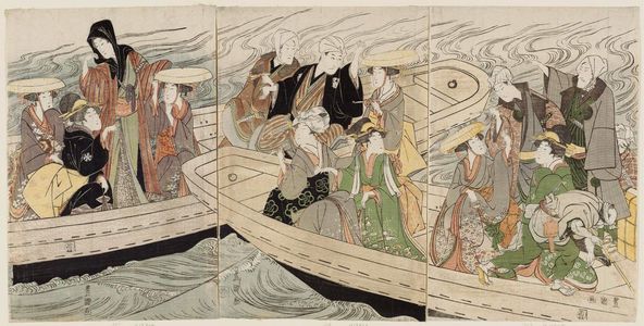 Utagawa Toyokuni I: Actors and Women on Ferryboats - Museum of Fine Arts