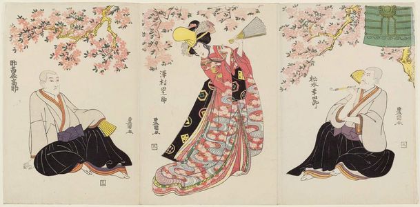 Utagawa Toyokuni I: Actors Matsumoto Kôshirô (R), Sawamura Tanosuke (C), and Suketakaya Takasuke (L) - Museum of Fine Arts