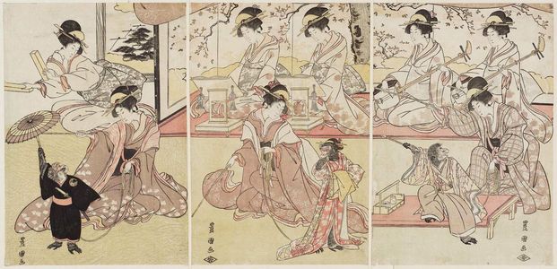 Utagawa Toyokuni I: Women with Performing Monkeys - Museum of Fine Arts