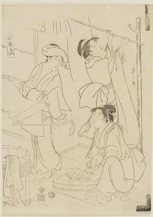 細田栄之: Washing (Arai), from the series Seven Komachi (Nana Komachi) - ボストン美術館