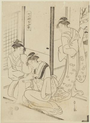 Hosoda Eishi: Parrot (Ômu), from the series Seven Komachi (Nana Komachi) - Museum of Fine Arts