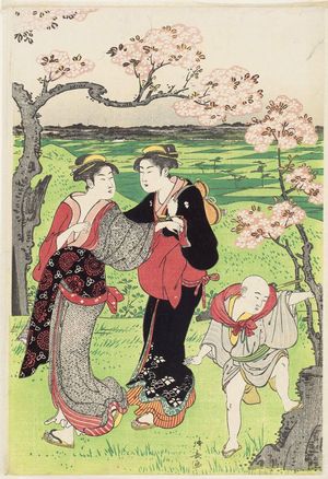 鳥居清長: Cherry-blossom Viewing at Asuka Hill (Asukayama) - ボストン美術館