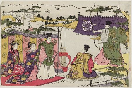 Torii Kiyonaga: First Archery of the New Year (Yumi hajime), from the album Saishiki mitsu no asa (Colors of the Triple Dawn) - Museum of Fine Arts