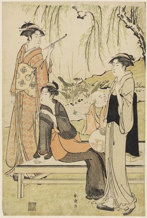 Katsukawa Shuncho: Women Relaxing under a Willow Tree - Museum of Fine Arts