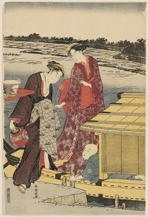 Katsukawa Shuncho: Women Boarding a Pleasure Boat - Museum of Fine Arts