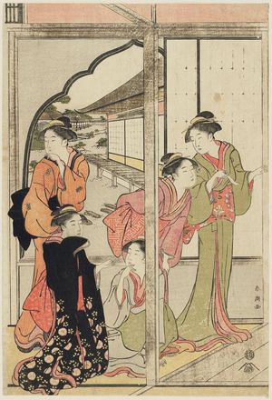 Katsukawa Shuncho: Lottery at a Mansion - Museum of Fine Arts